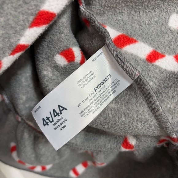 Carter's Grey with Candy Canes Christmas Fleece Night Gown Pajamas 4T - Picture 4 of 4